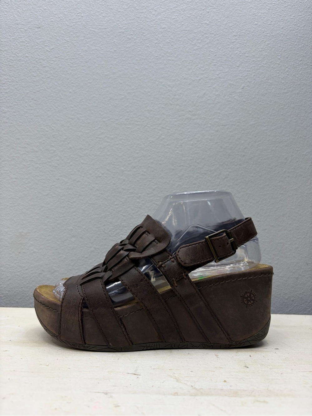 Bussola Brown Leather Fisherman wedge Sandals Size 38